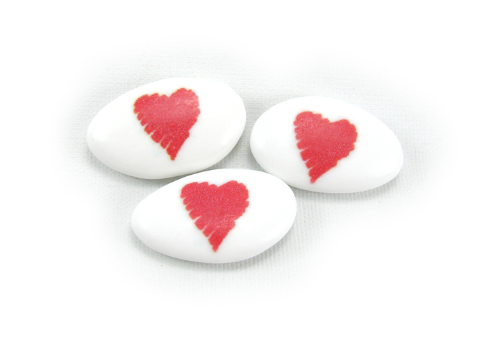 Bonbons personnalisés, maxi coeur rouge imprimés pour mariage