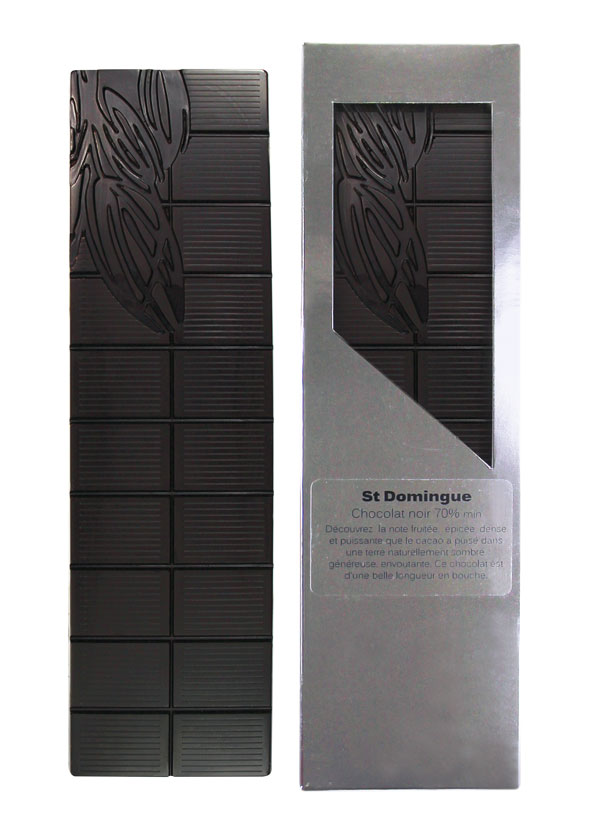 Tablette chocolat noir origine Saint Domingue fabrication artisanale.