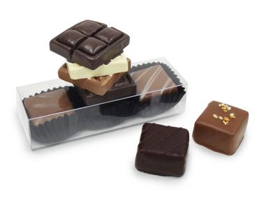 Cadeau d'invité 3 chocolats fins avec marque place chocolat