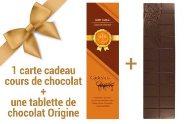 Pack carte cadeau cours de chocolat et tablette de chocolat artisanal