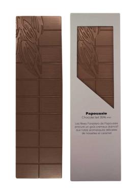 Tablette chocolat au lait origine Papouasie fabrication artisanale.